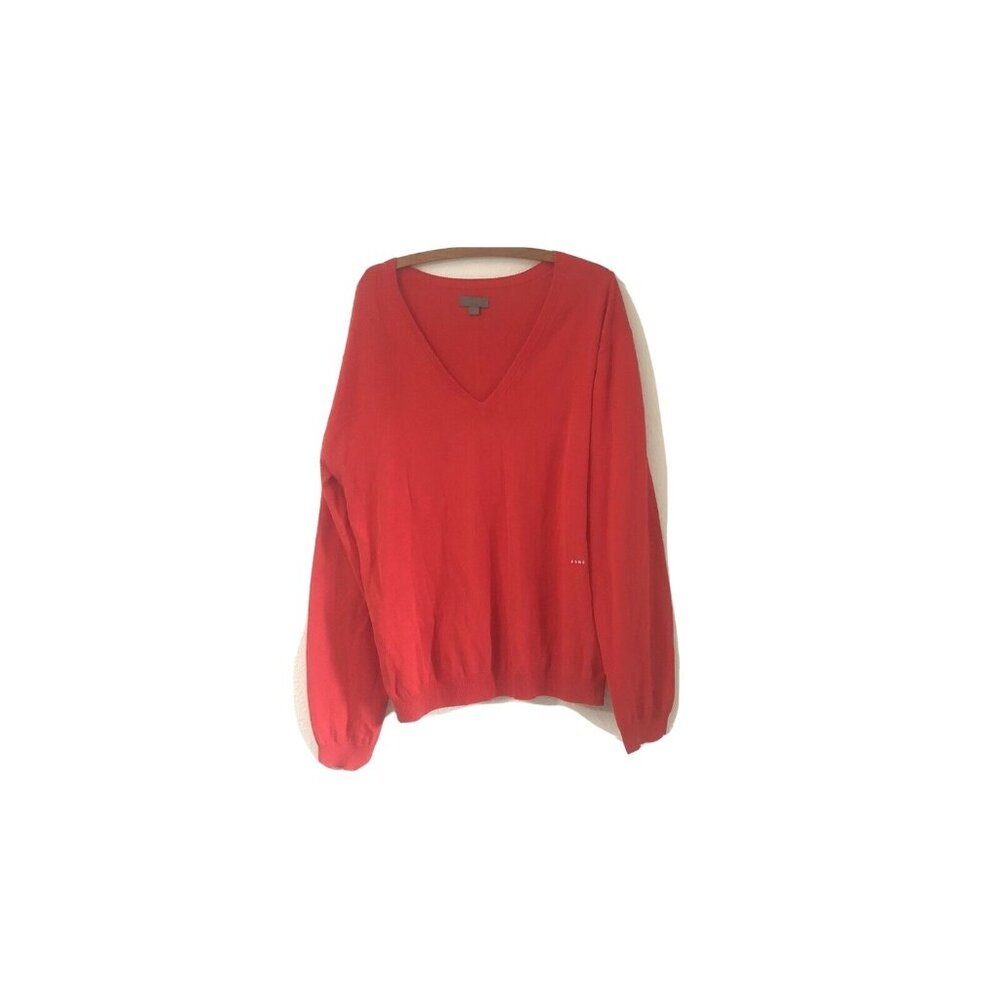 Acne Mens Red Vneck Tommy Sweater Jumper Elbow Patches Size 54 XLarge